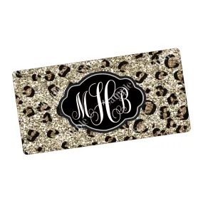 Personalized Car Tag | Leopard Glitter Effect | Monogrammed License Plate | Initial Car Tag