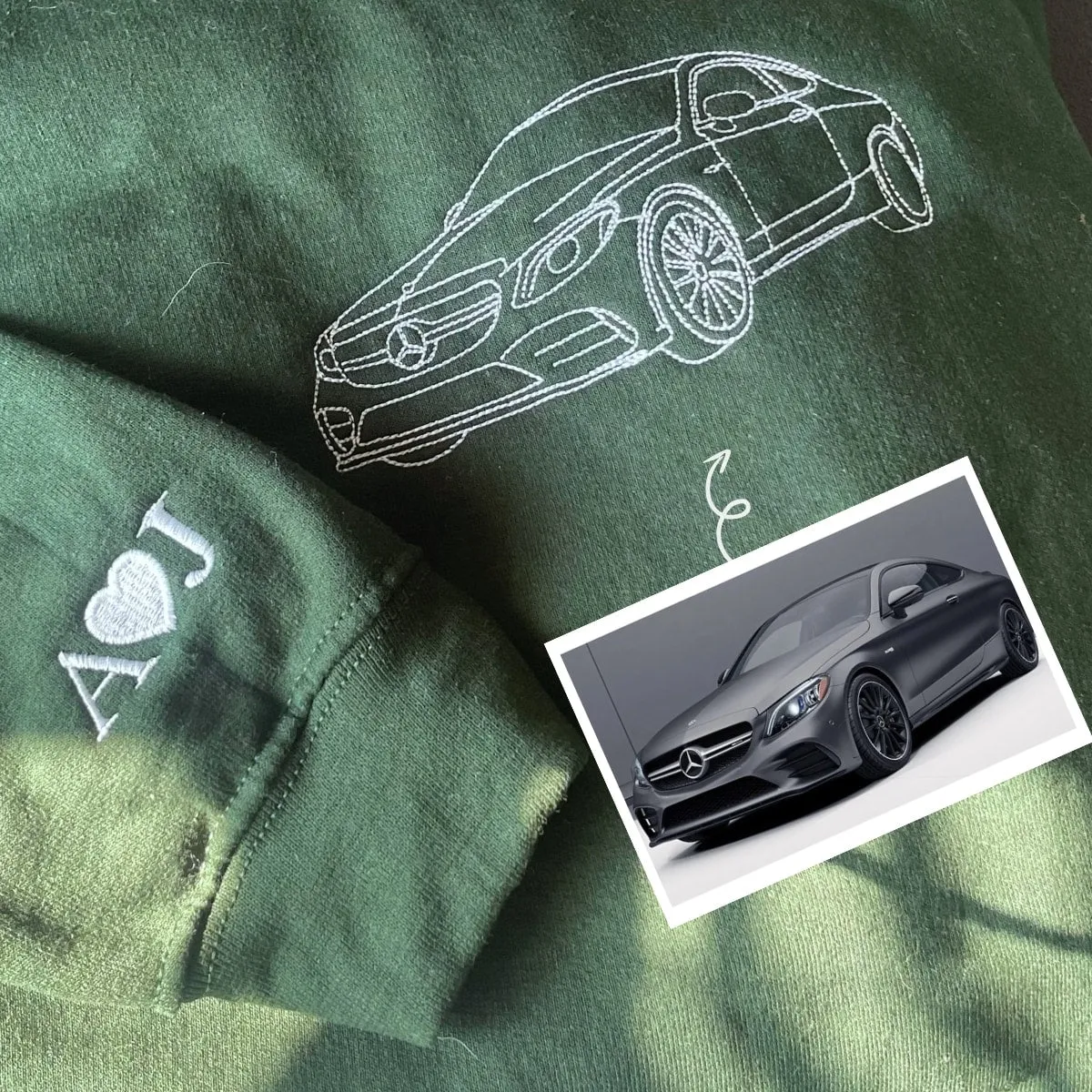 Personalized Gifts for Car Lovers Sweatshirt / Hoodie Embroidered from Your Photo