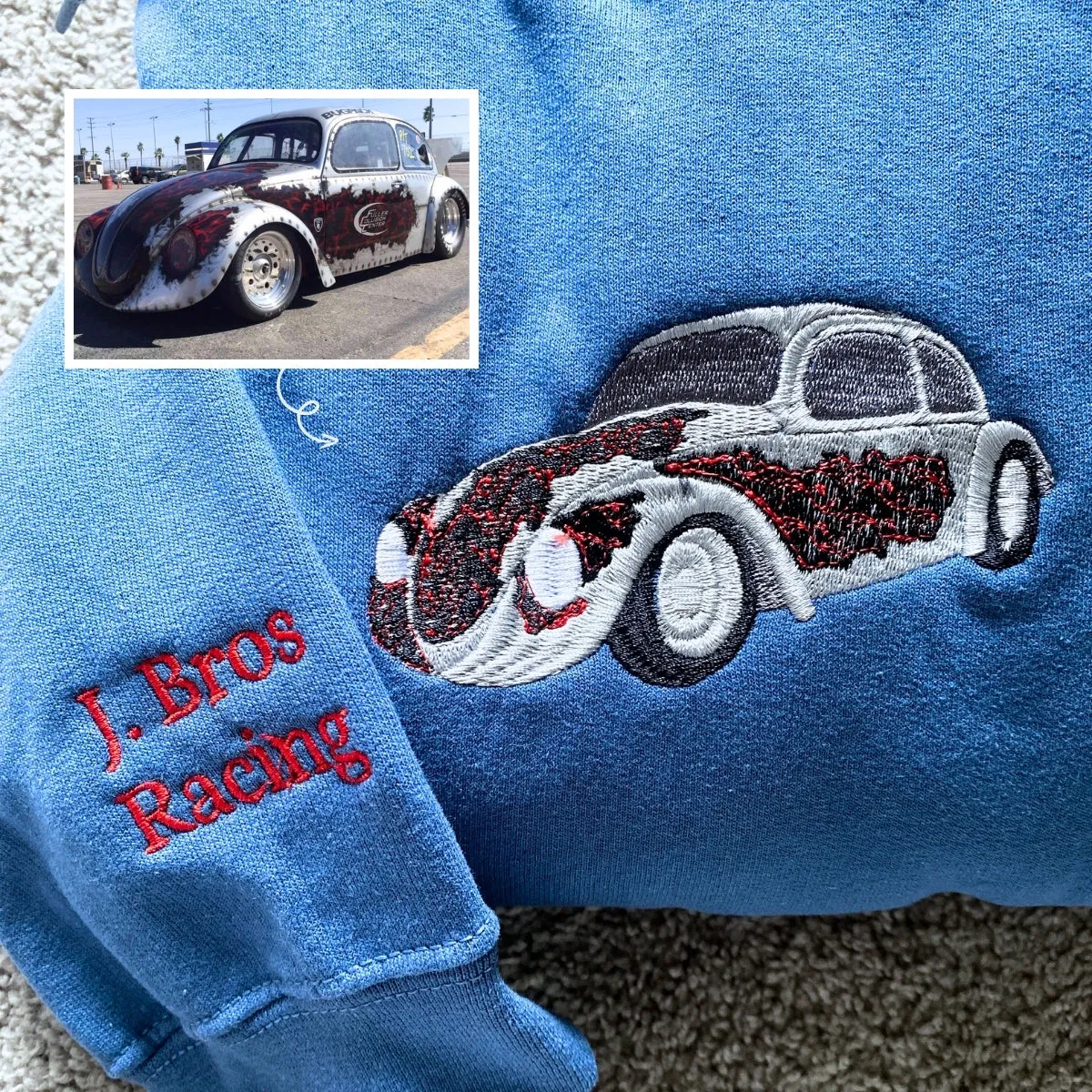 Personalized Gifts for Car Lovers Sweatshirt / Hoodie Embroidered from Your Photo