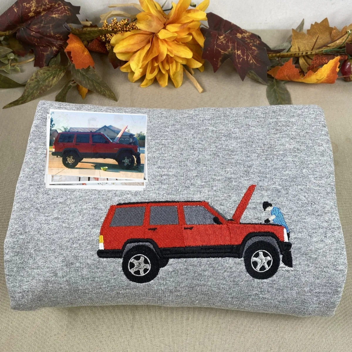 Personalized Gifts for Car Lovers Sweatshirt / Hoodie Embroidered from Your Photo