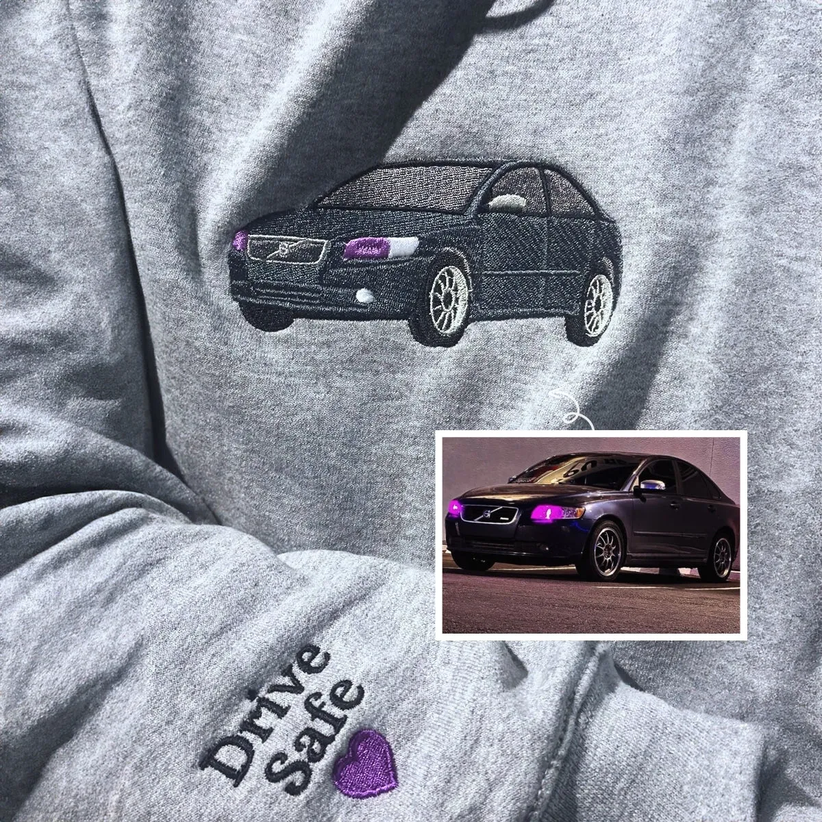 Personalized Gifts for Car Lovers Sweatshirt / Hoodie Embroidered from Your Photo