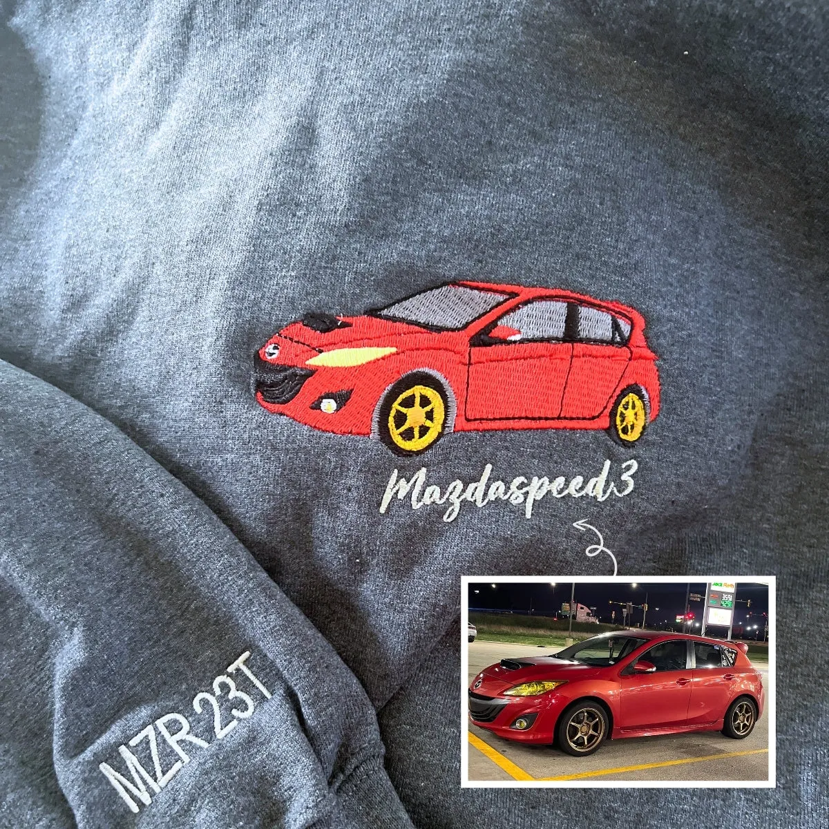 Personalized Gifts for Car Lovers Sweatshirt / Hoodie Embroidered from Your Photo