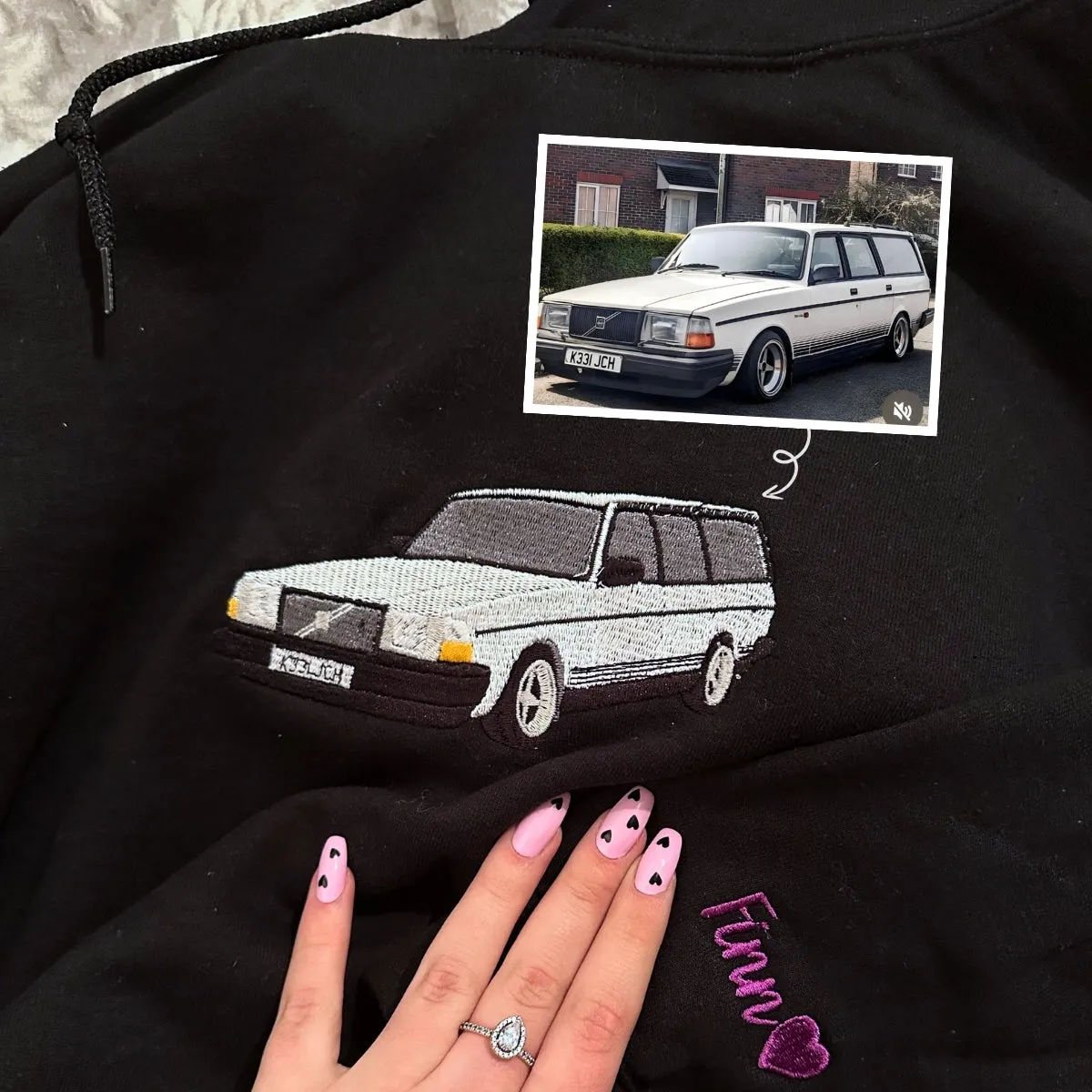 Personalized Gifts for Car Lovers Sweatshirt / Hoodie Embroidered from Your Photo