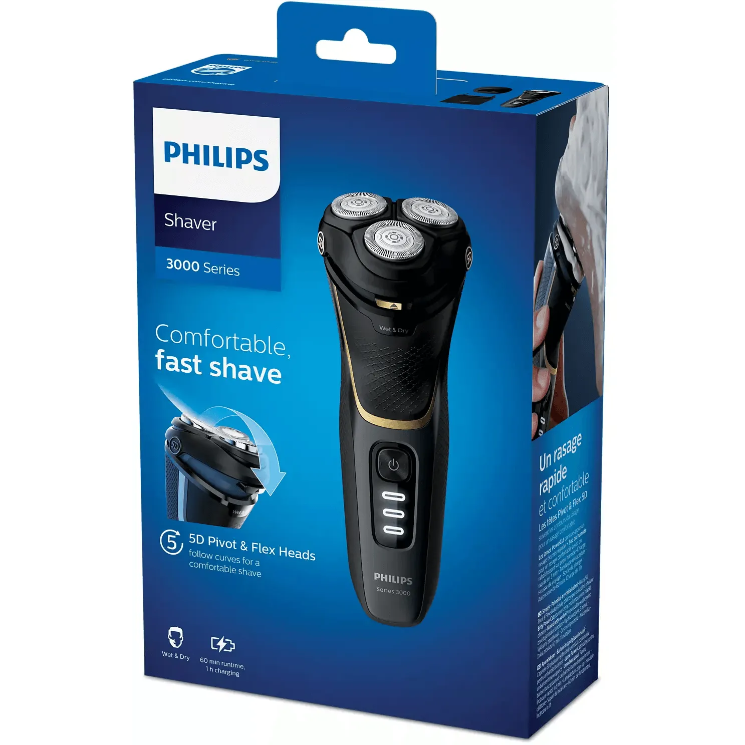 Philips Series 3000 Wet or Dry Electric Shaver - Black & Noir Gold | S3333/54