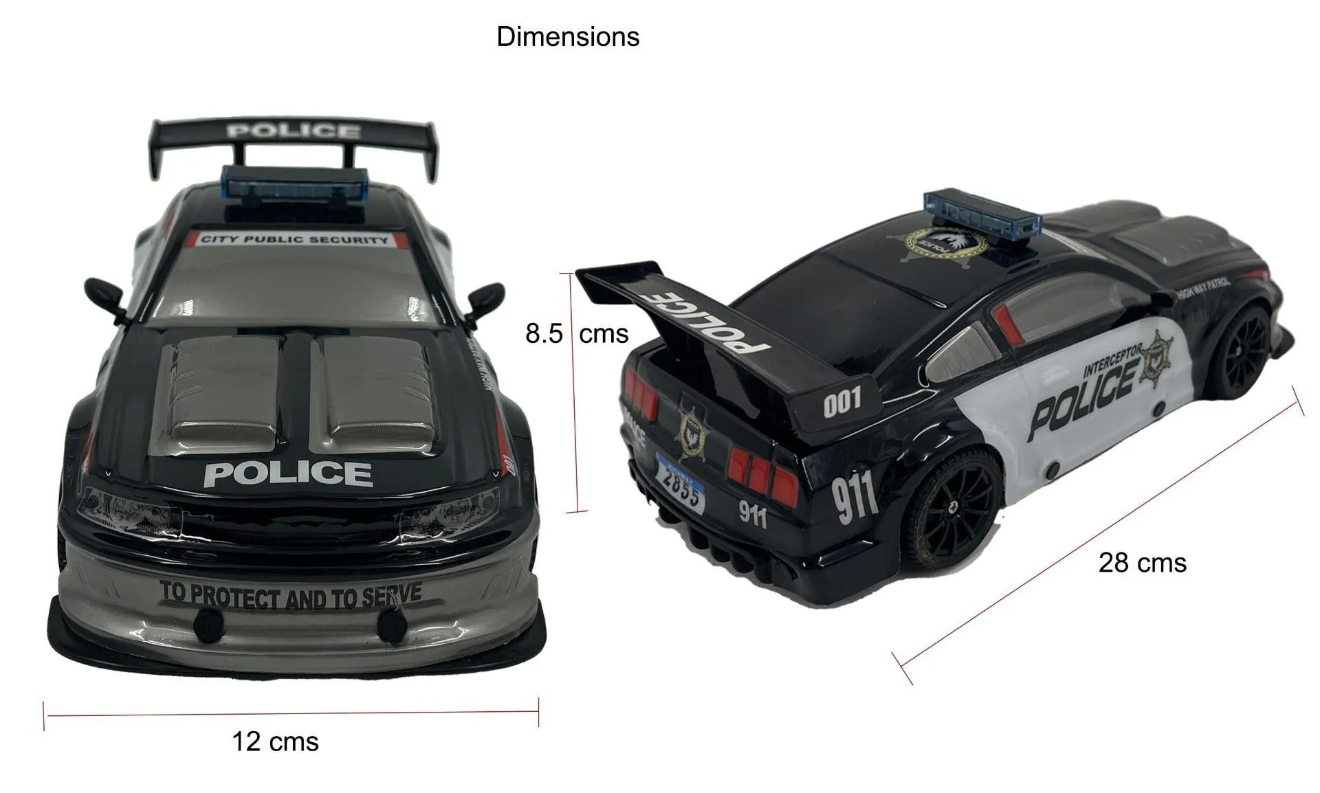 Playzu Auto Racing Police 1:14 Scale R/C Car - Black for Ages 6 