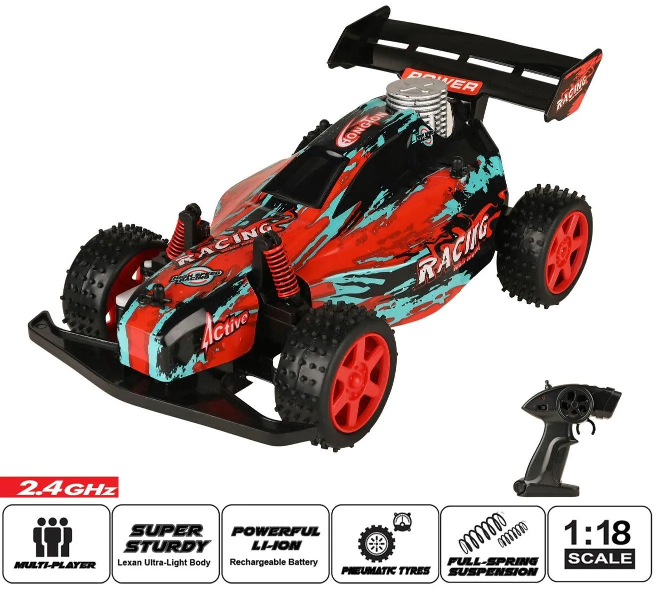 Playzu Buggy Alien 1:18 Scale R/C Car - Red for Ages 6 