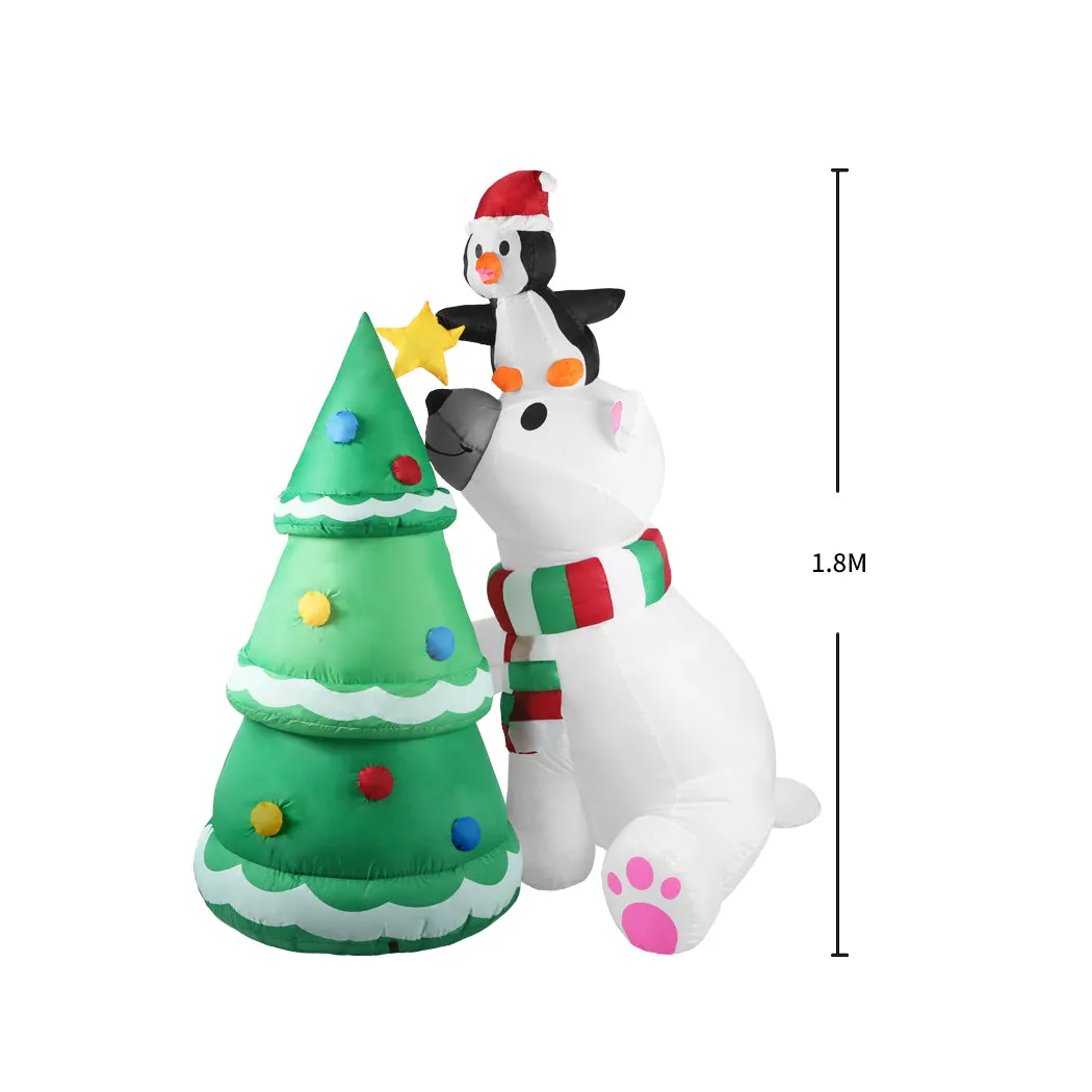 Polar Bear Tree Christmas Inflatable Xmas Decorations - 1.8M