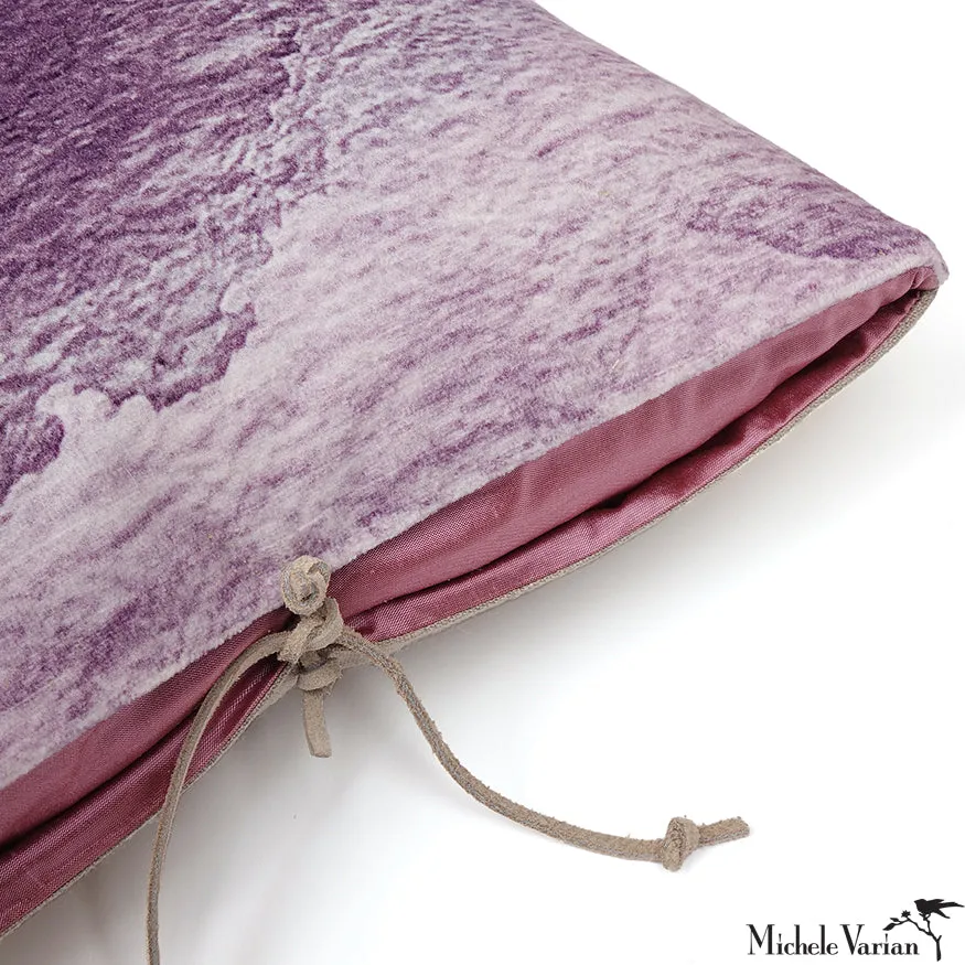 Printed Velvet Pillow Smudge Lilac 22x22