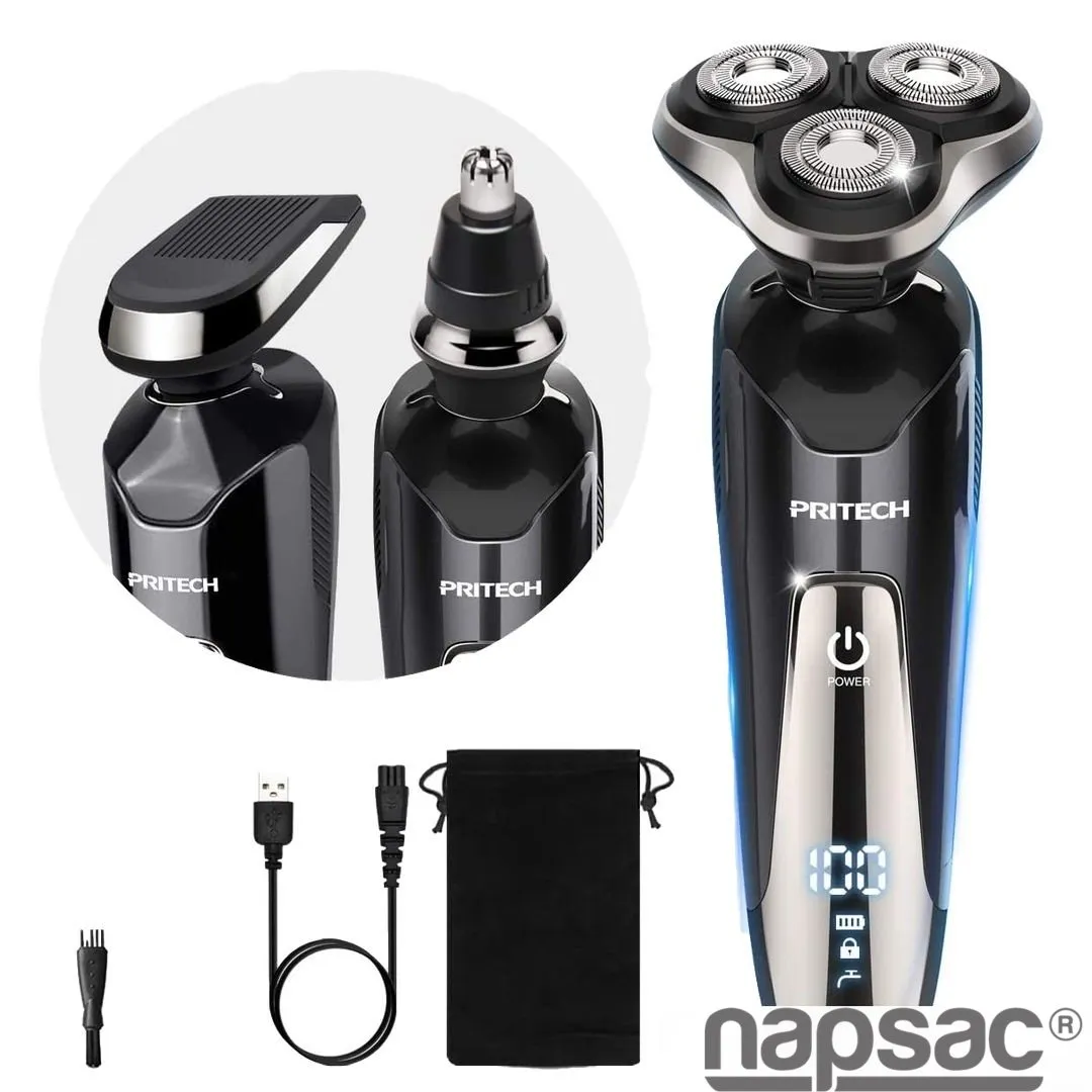 Pritech 3 in1 Electric Rotary Razor for Men