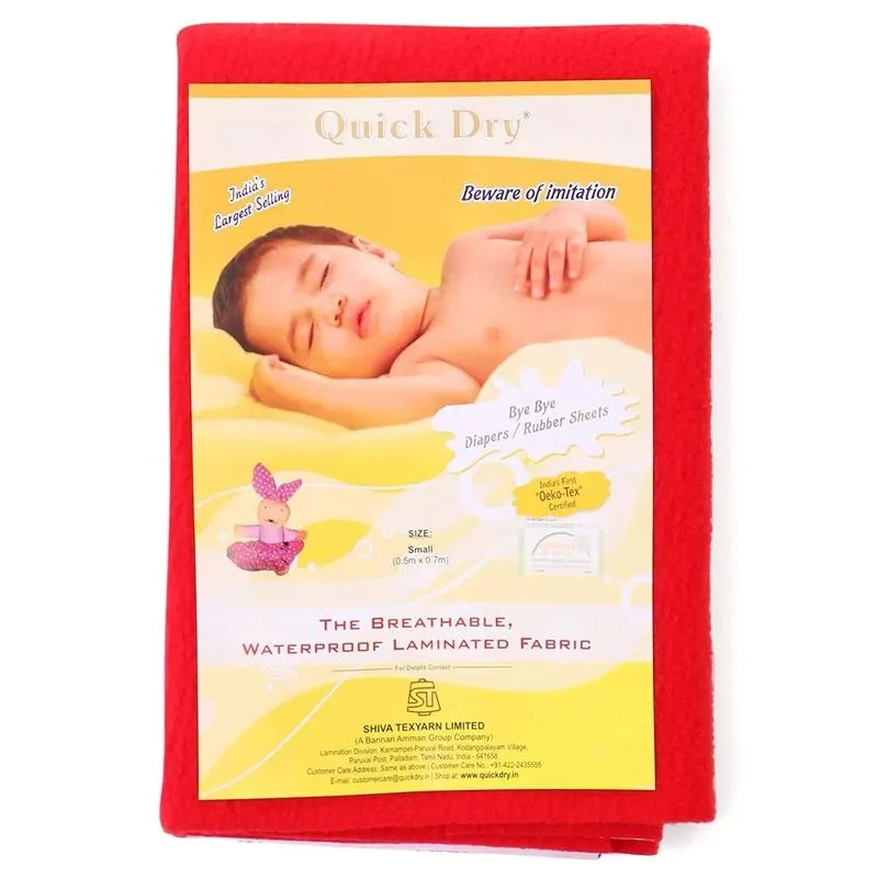 Quick Dry Baby Mat Bed Protector Waterproof Sheet Red, Double Bed