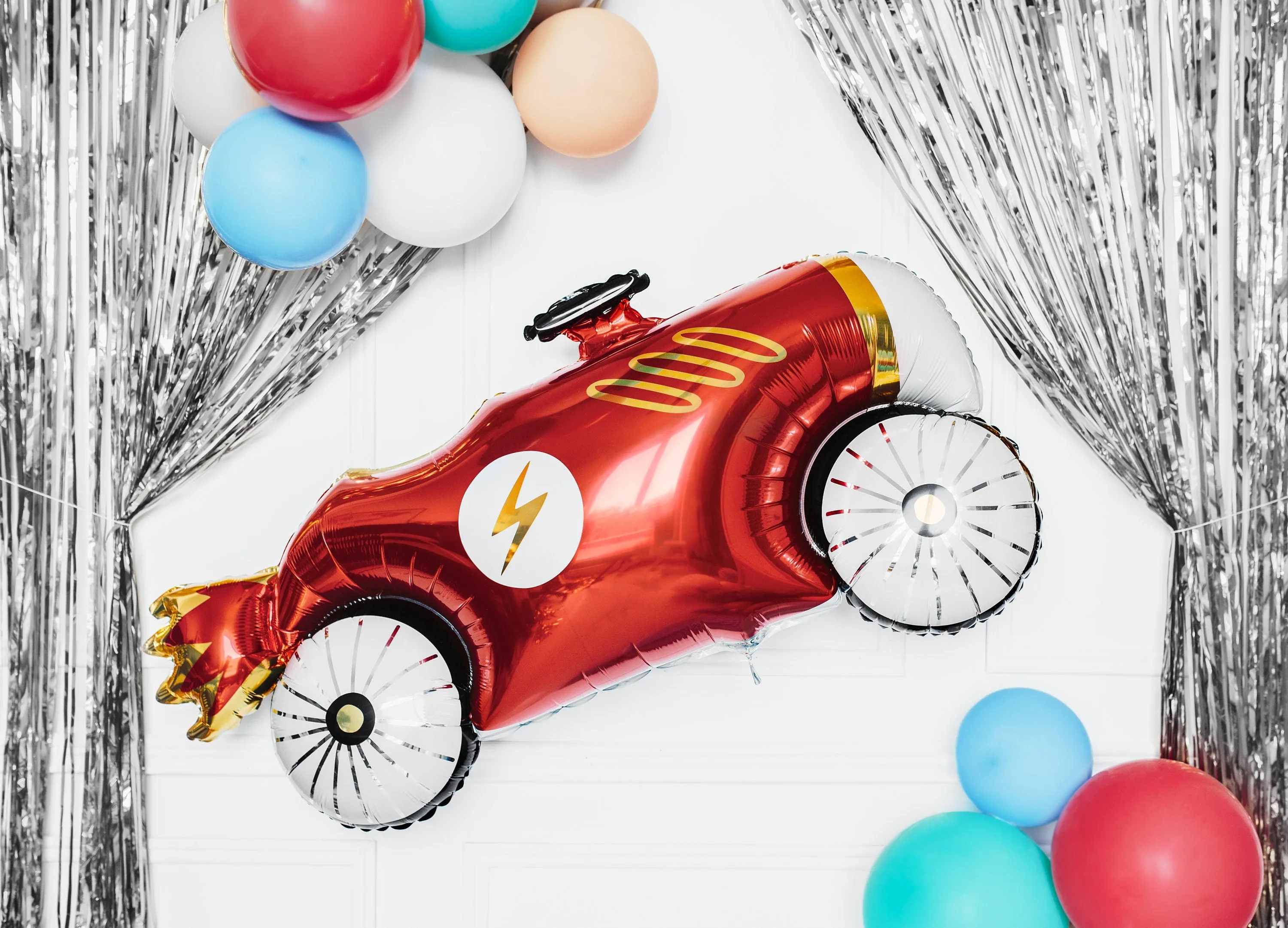 Race Car Balloon, Vintage Automobile Mylar Balloon Can Be Inflated With or Without Helium, 36" Long