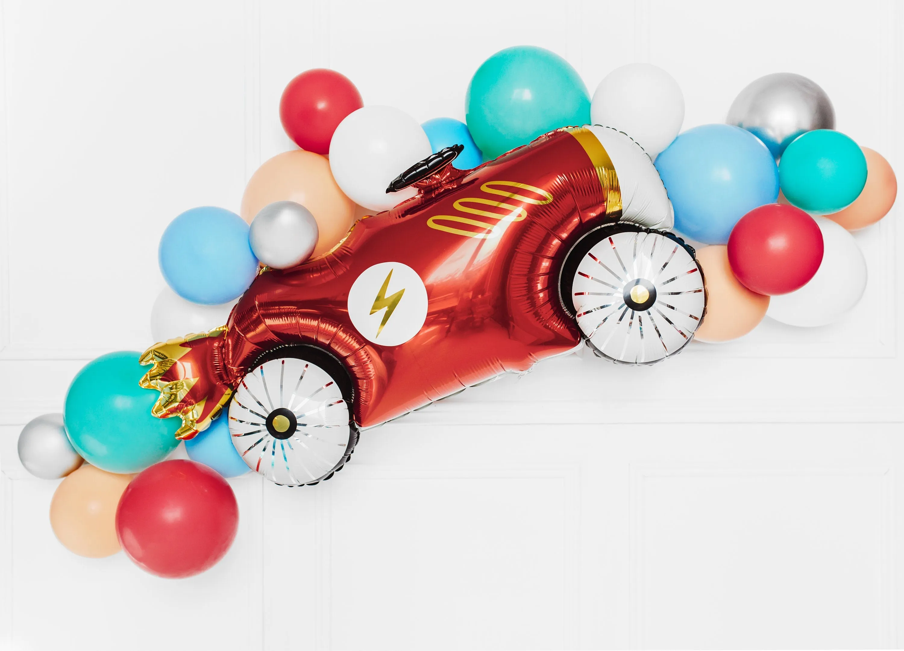 Race Car Balloon, Vintage Automobile Mylar Balloon Can Be Inflated With or Without Helium, 36" Long