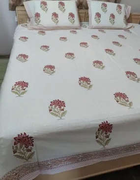 RED PINK FLOWER BUNCH BED SHEET