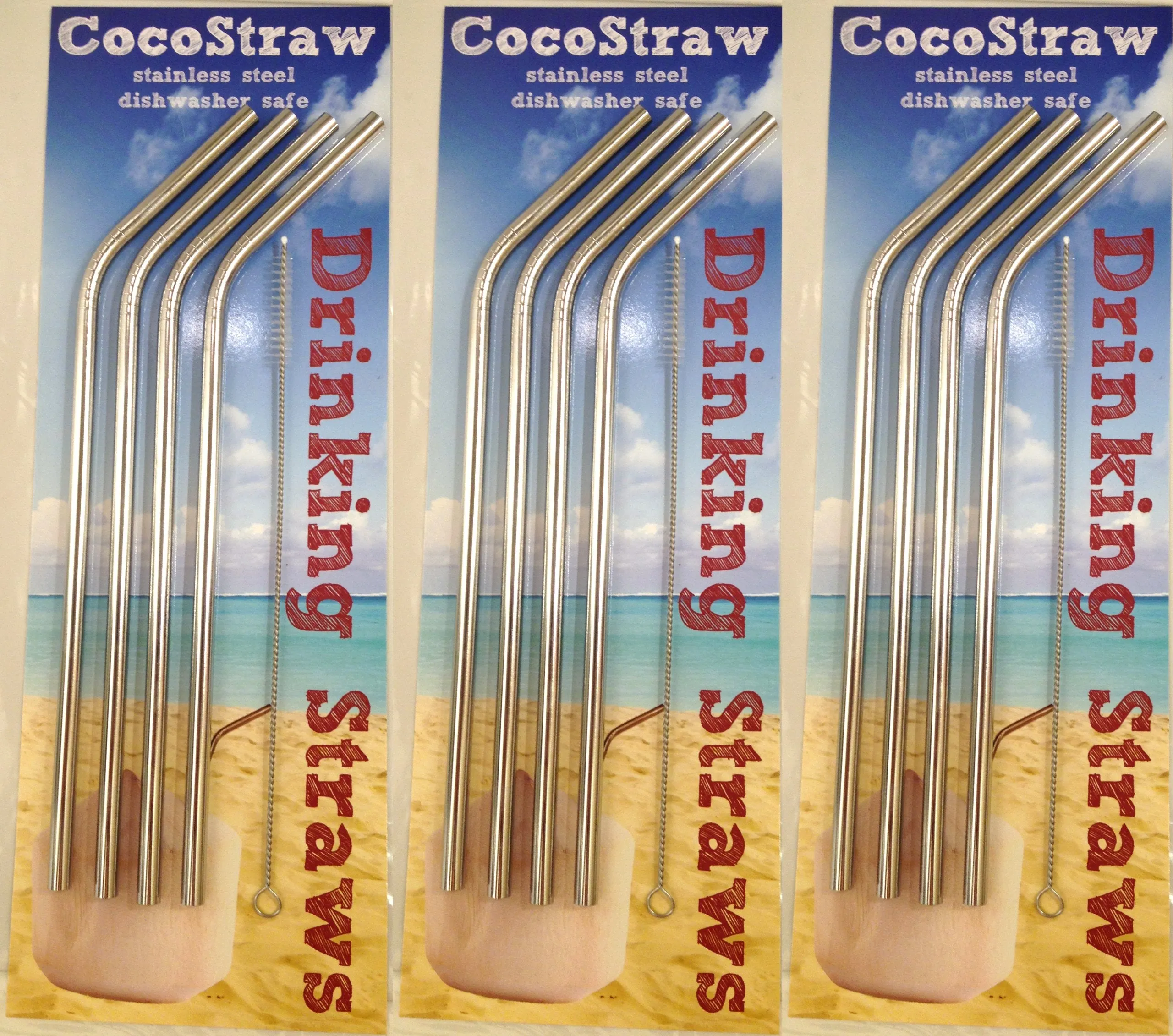 Reusable Straws - Stainless Steel Drinking - Set of 12   3 Cleaners - Eco Friendly, SAFE, NON-TOXIC non-plastic