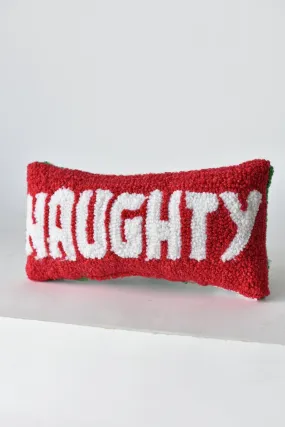 Reversible Naughty/Nice Hooked Pillow