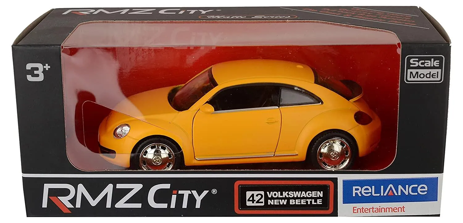 RMZ Diecast Volkswagen New Beetle 2012, Matte Yellow (5 inch)