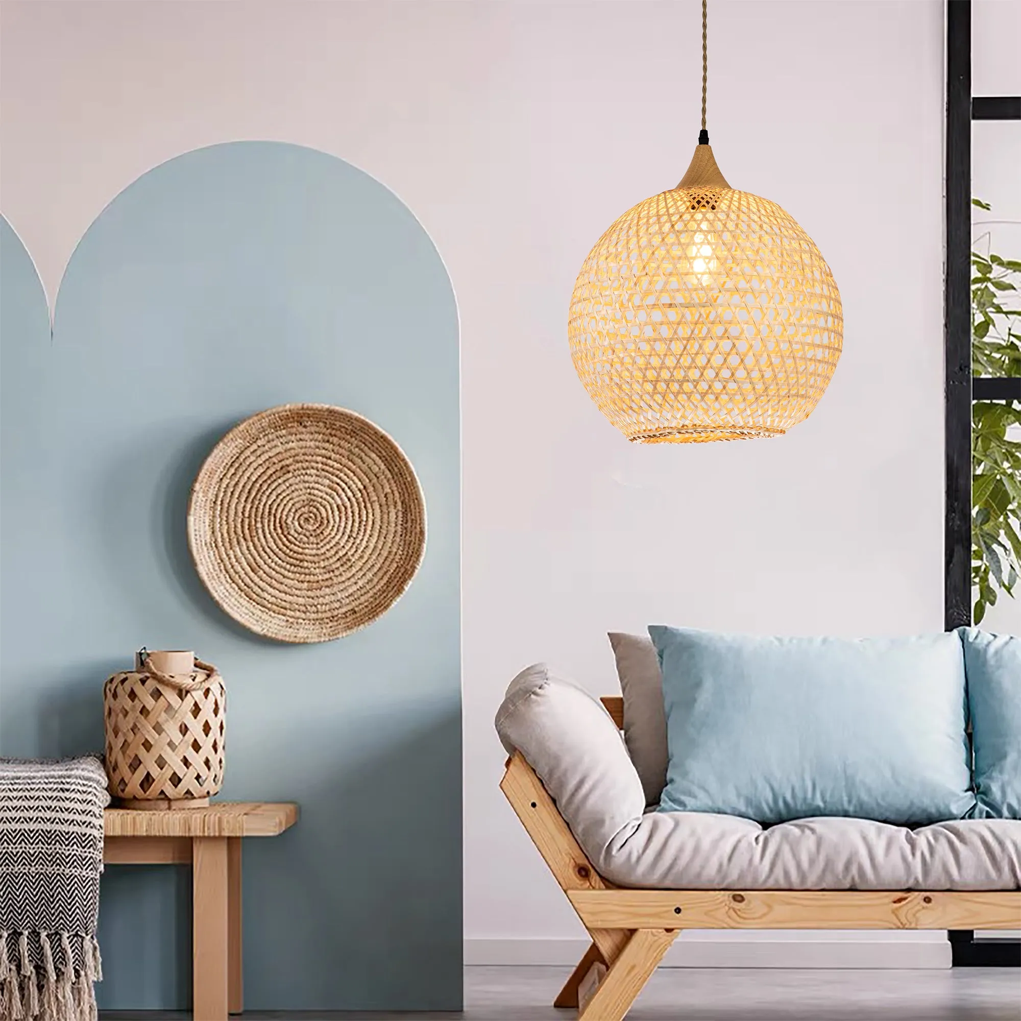 Round Rattan Pendant Light