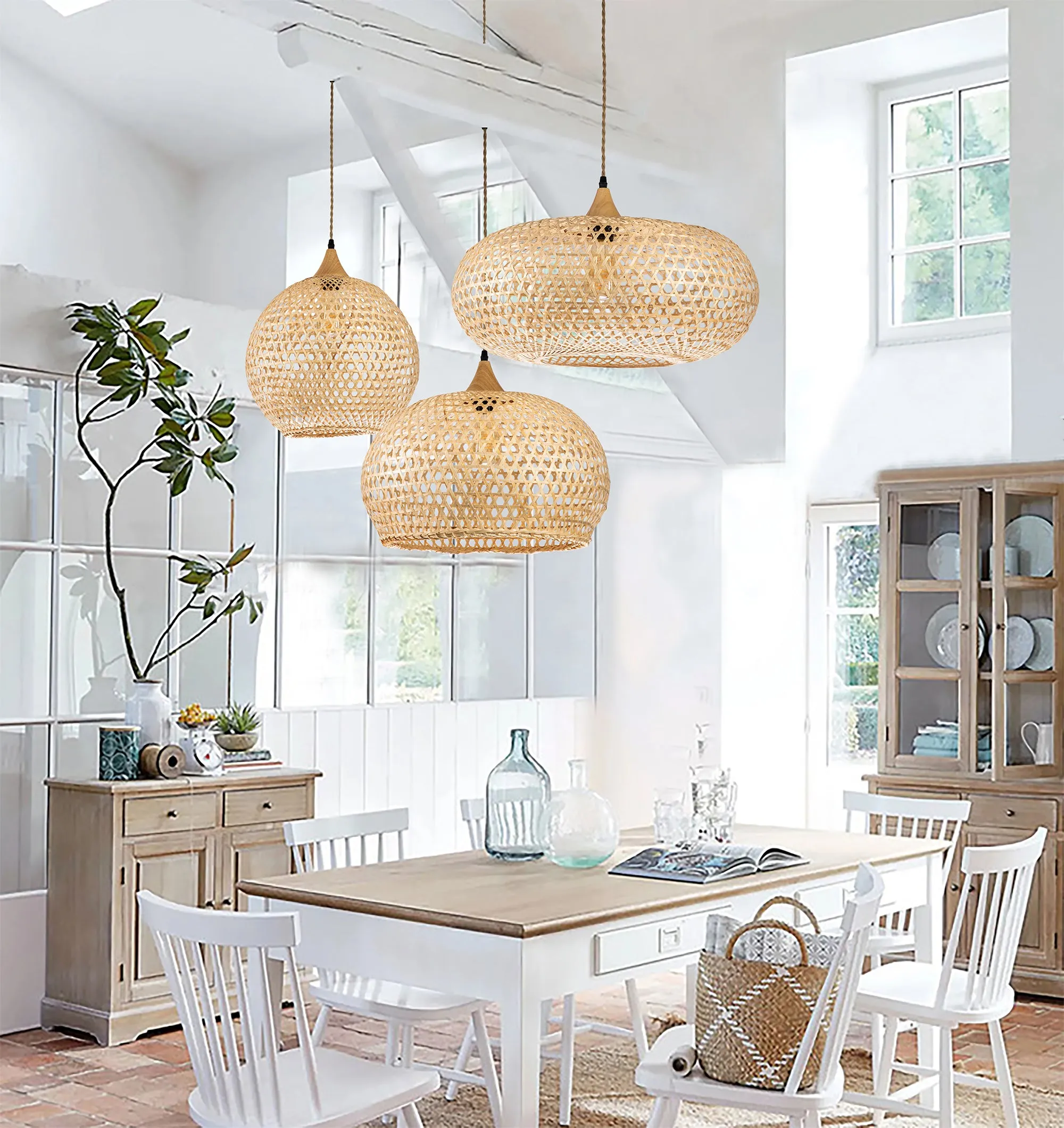 Round Rattan Pendant Light