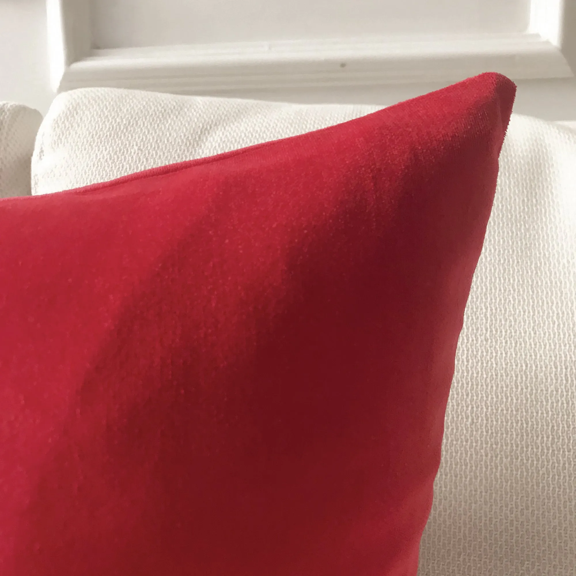 Scarlet Solid Velvet Throw Pillow Cover 20x20