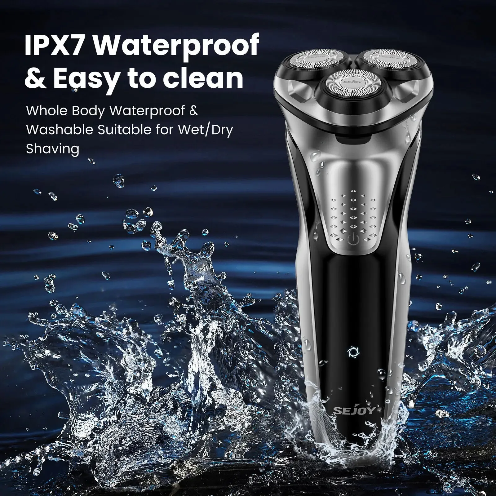 Sejoy 3D Electric Shaver for Men: IPX7 Waterproof, Fast Charging with Pop-Up Trimmer