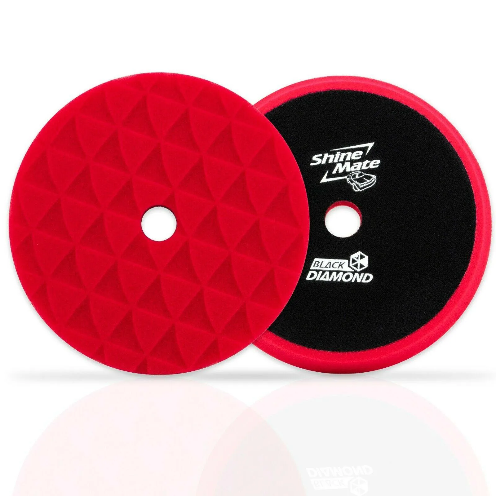 Shinemate - 7" Black Diamond (1) Yellow High Cut Foam Pad   (1) Red Finishing Foam Pad to fit 6" Backing Plates