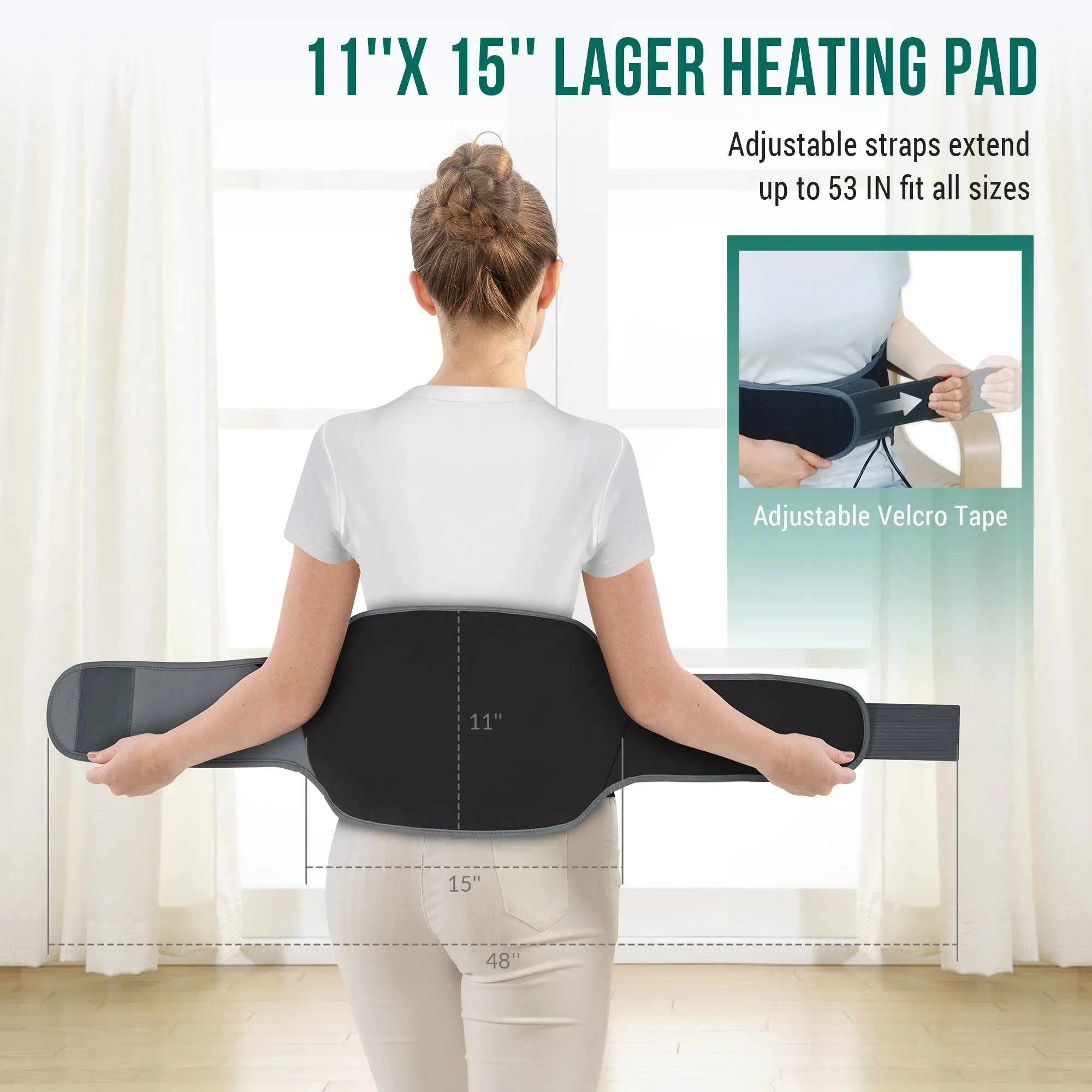 Snailax Heating Pad for Back Pain Relief, Vibrating Back Massager with Heat - 6213