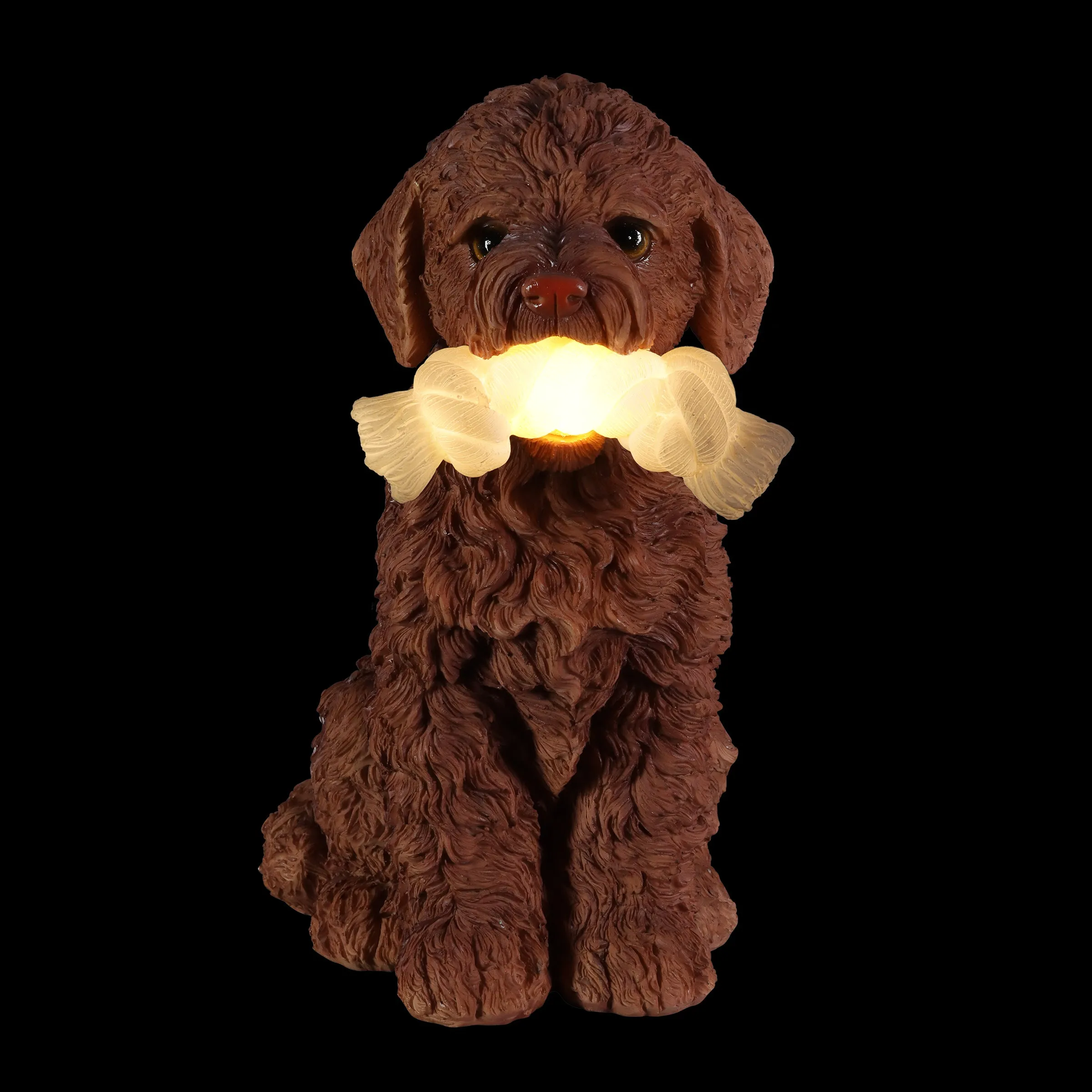 Solar Doodle Dog with LED Rope Toy Garden Statuary, 13.5 Inch tall