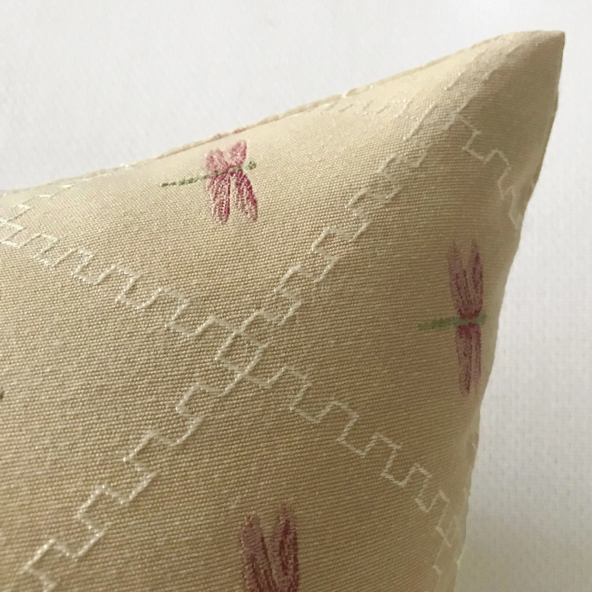 Spring Dragonfly Embroidered Lumbar Pillow Cover 15x26