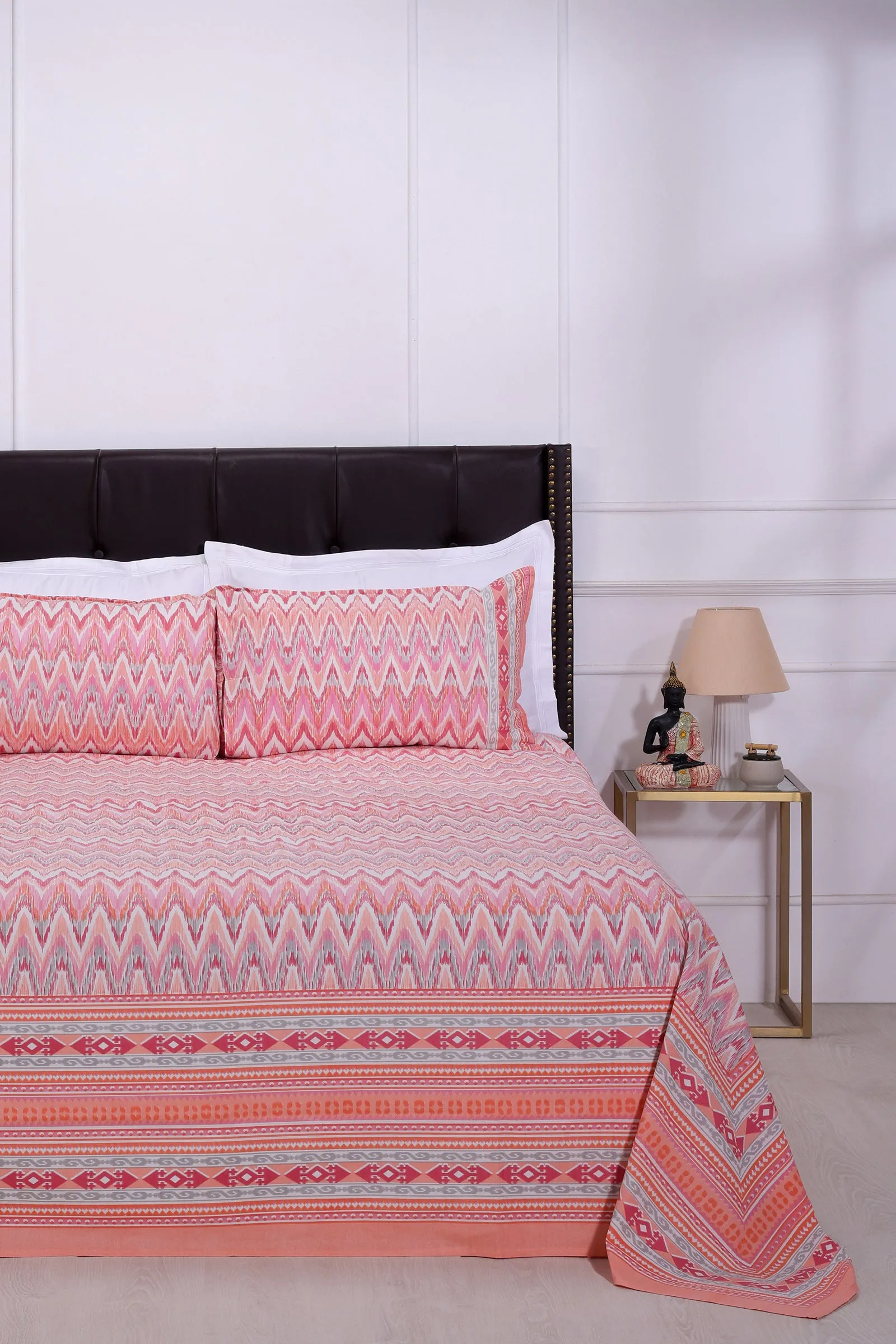 Suhana Ikkat Medley Orange Cotton  Bedsheet