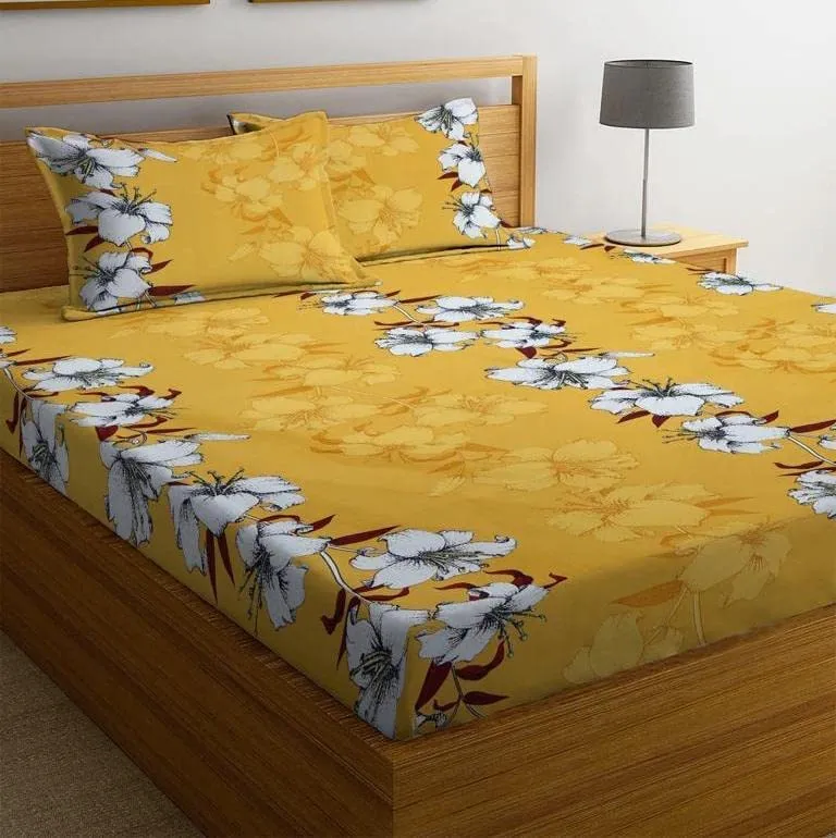 T tungol Super Soft All Round (Elastic Fitted) Single Bed Bedsheet with 1 Pillow Cover- 4 Feet x 6 Feet - 48 Inches x 72 Inches x 6 Inches-Single