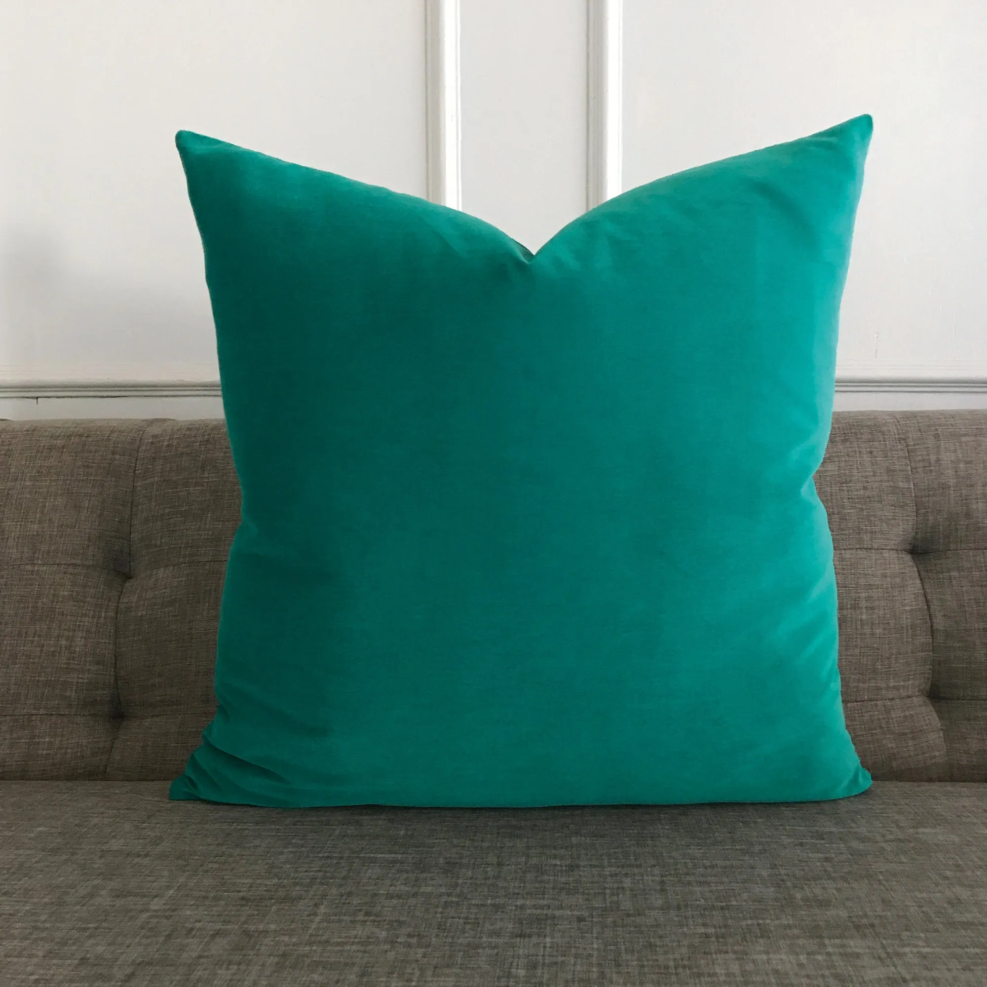 Teal Solid Velvet Decorative Pillow Cover