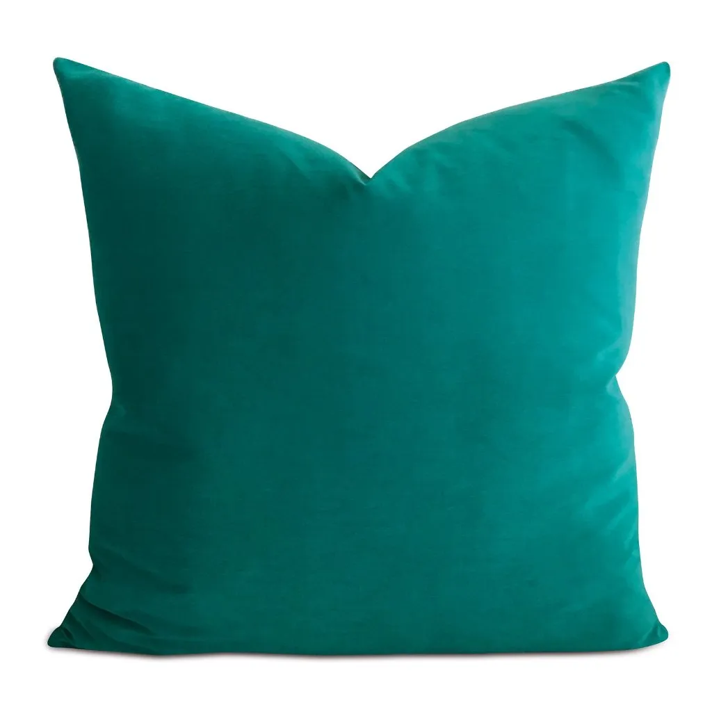 Teal Solid Velvet Decorative Pillow Cover