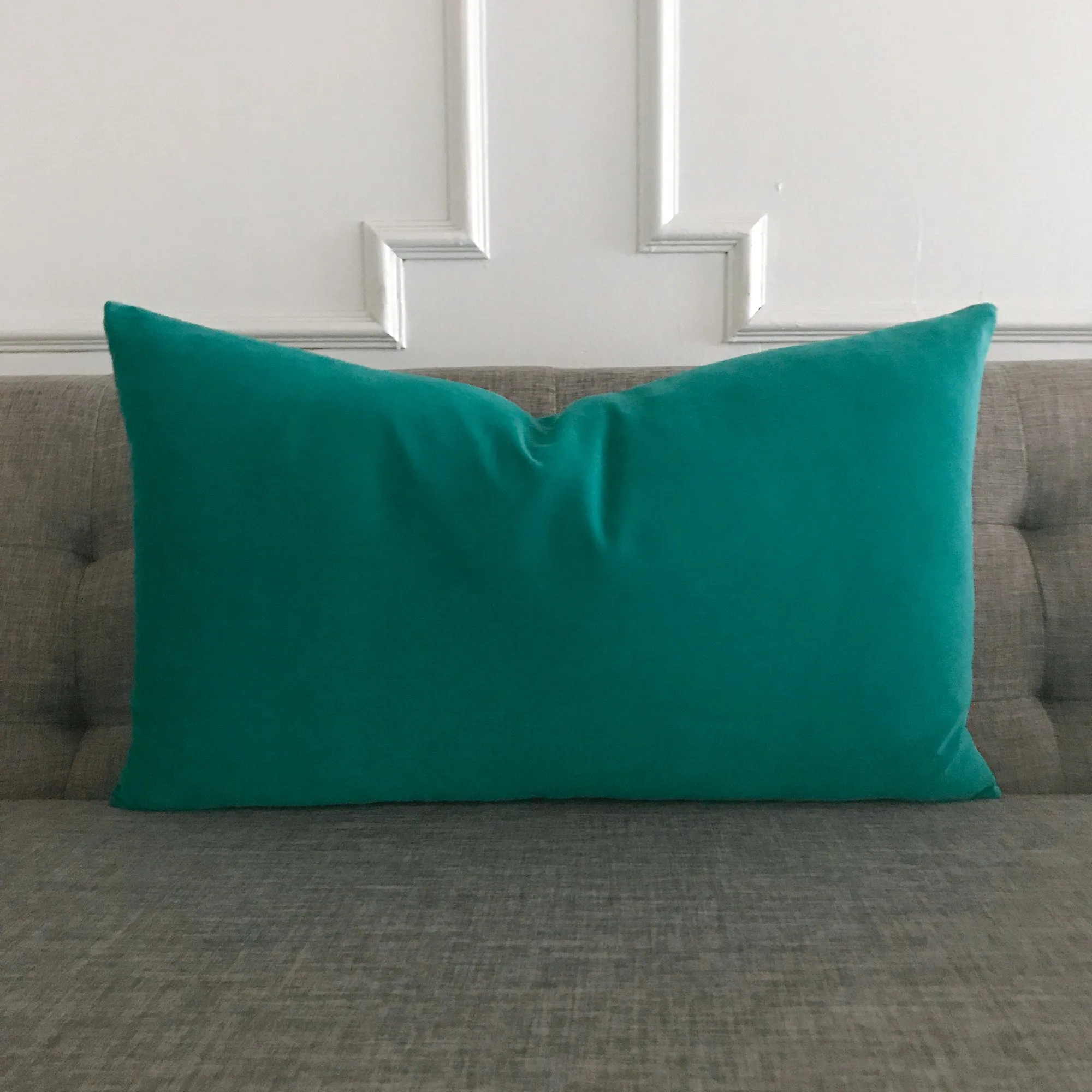 Teal Solid Velvet Decorative Pillow Cover