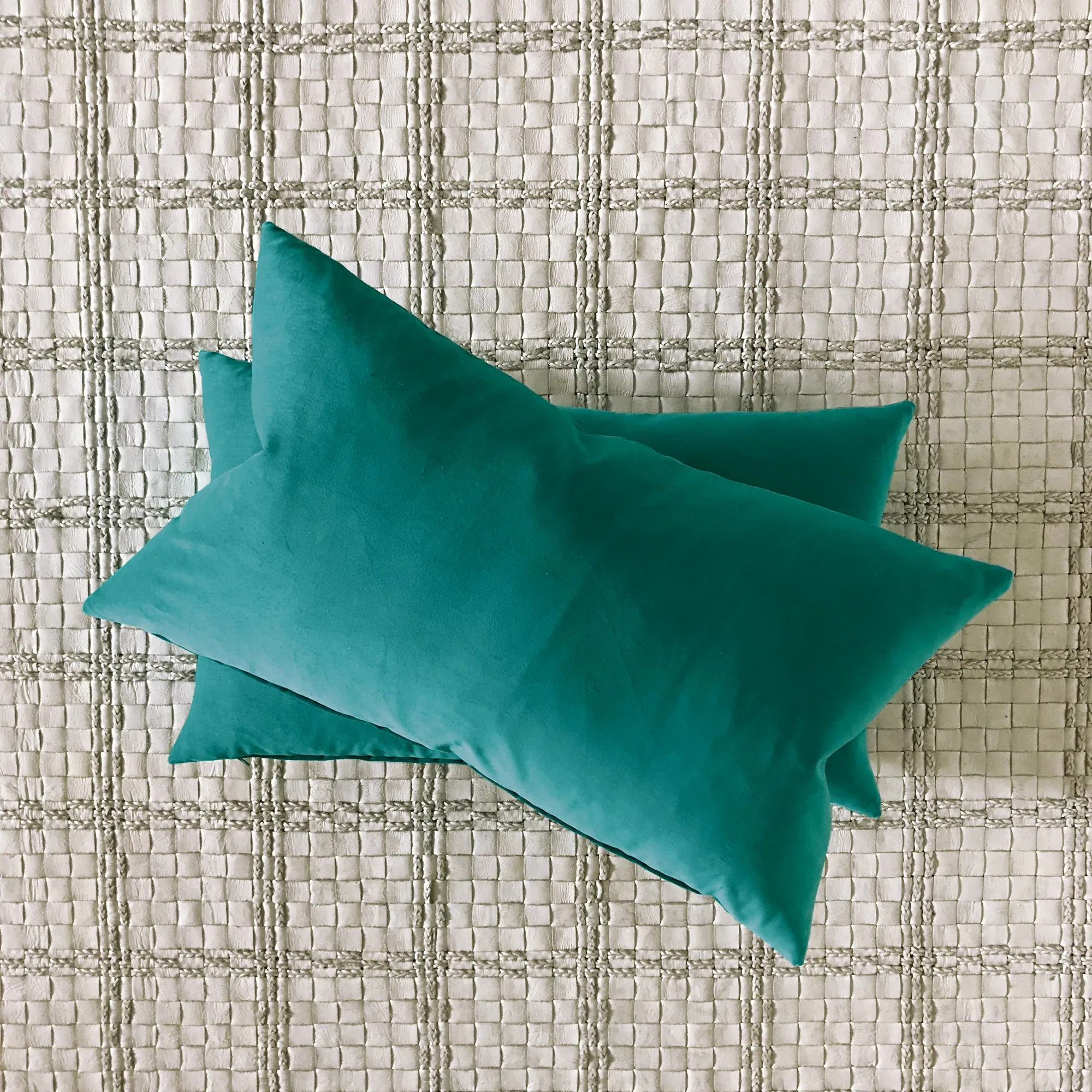 Teal Solid Velvet Decorative Pillow Cover