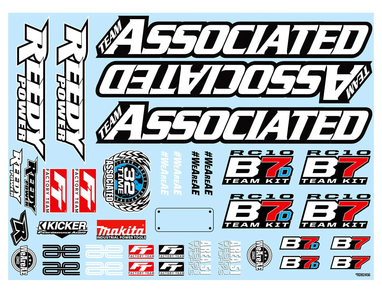 Team Associated RC10B7 Decal Sheet (ASS92465)