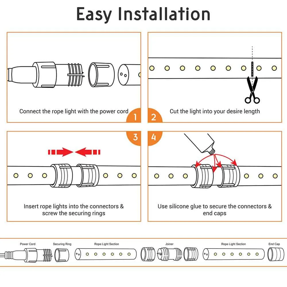 TheLAShop LED Rope Light Flexible Tube 150ft