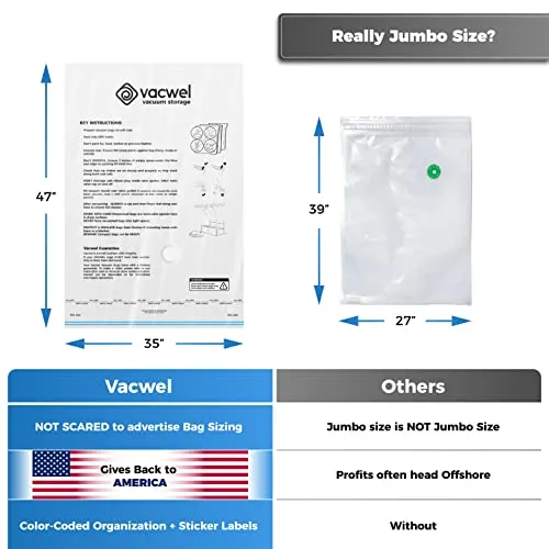 Vacwel 3 Pack Xxl Vacuum Storage Bags 47x35 Inch Plus 1 Large Bag 32x21 Inch