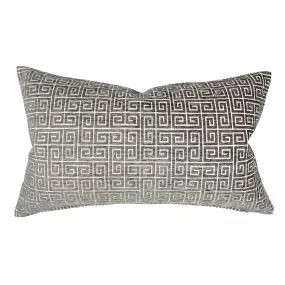 Velour Greek Key Lumbar Pillow Cover 13x22