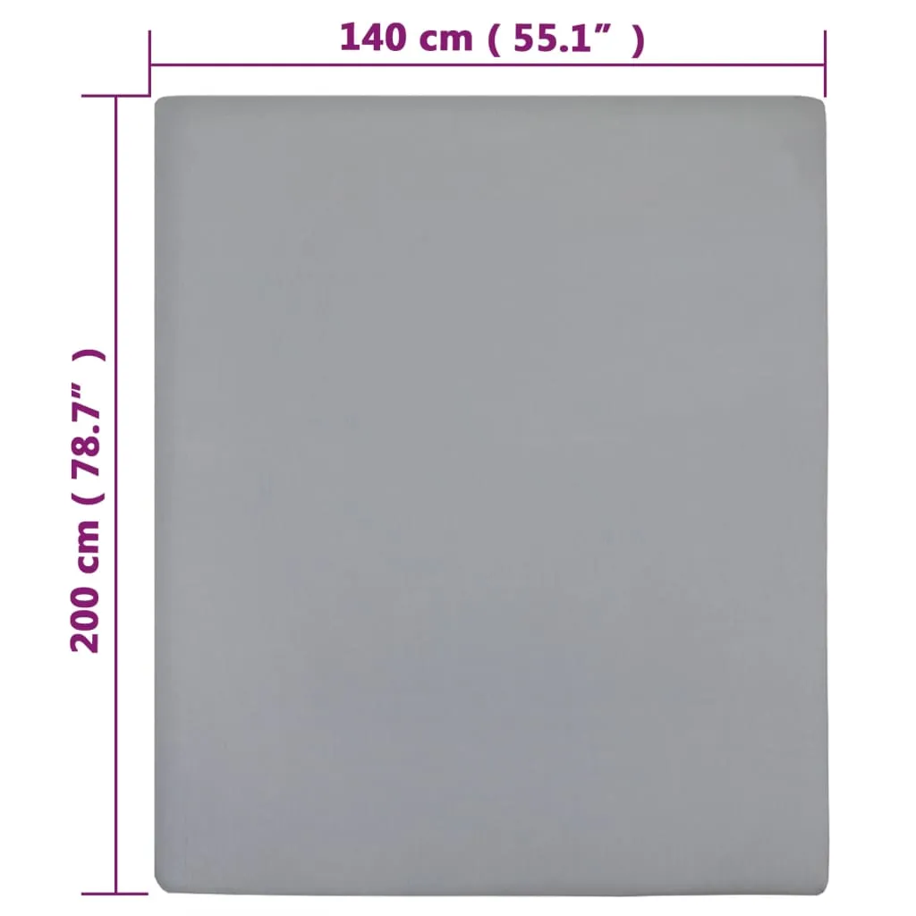 vidaXL Jersey Fitted Sheet Grey 140x200 cm Cotton