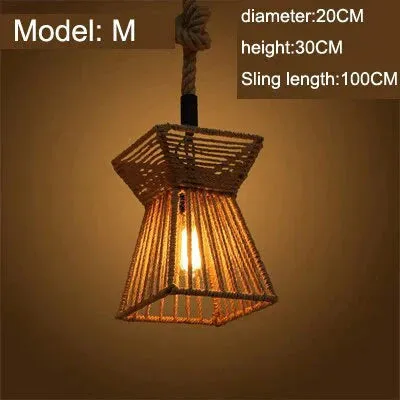 Vintage Pendant Lamp Rural American Retro Creative Personality Hand Knitted Hemp Rope Iron Cafe Living Room Dining Droplight