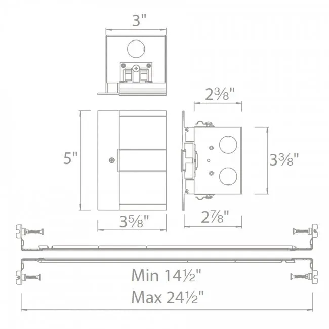 WAC LED-T-RBOX1 Symmetrical Recessed Linear Channel Power Feed