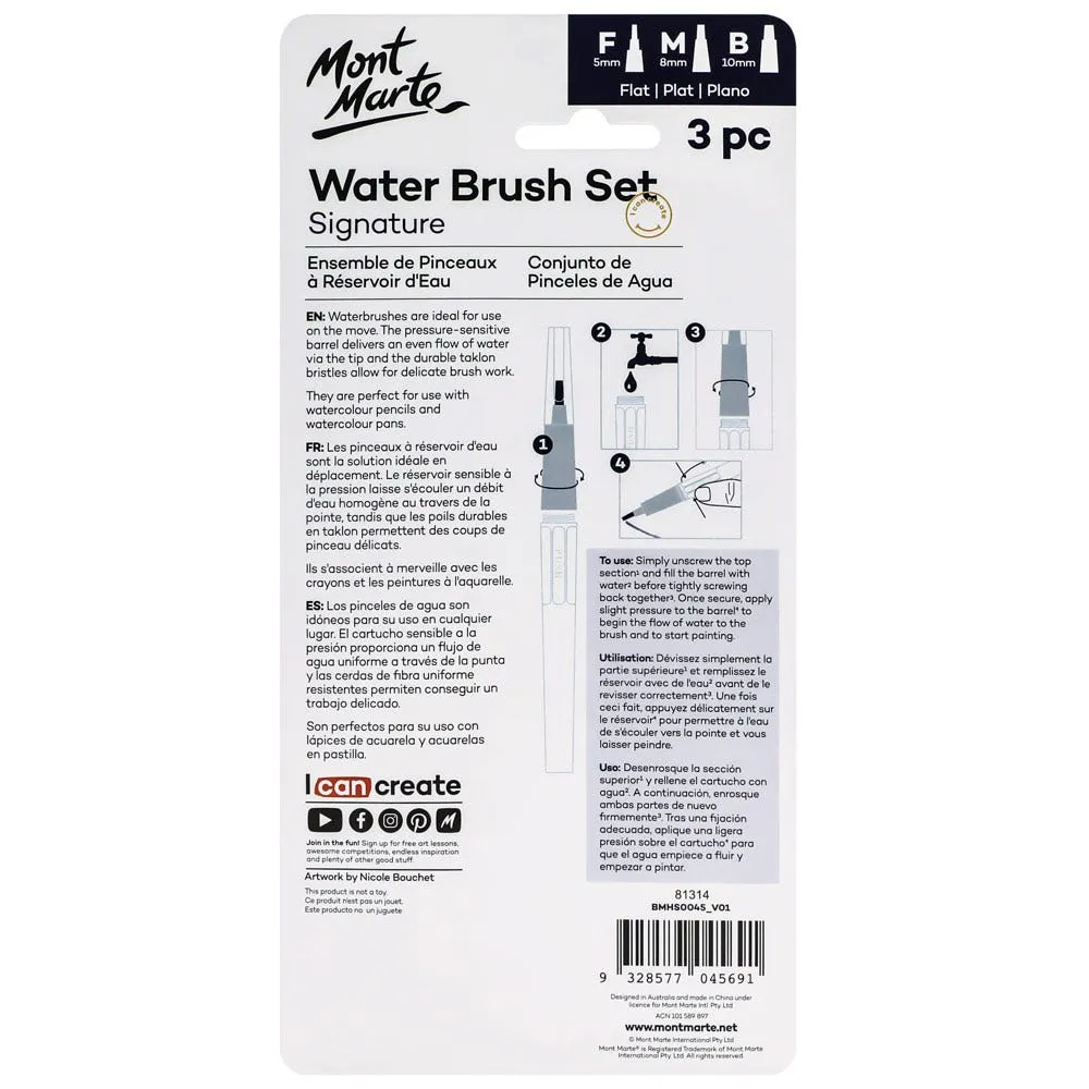 Water Brush Set Flat Signature 3pc