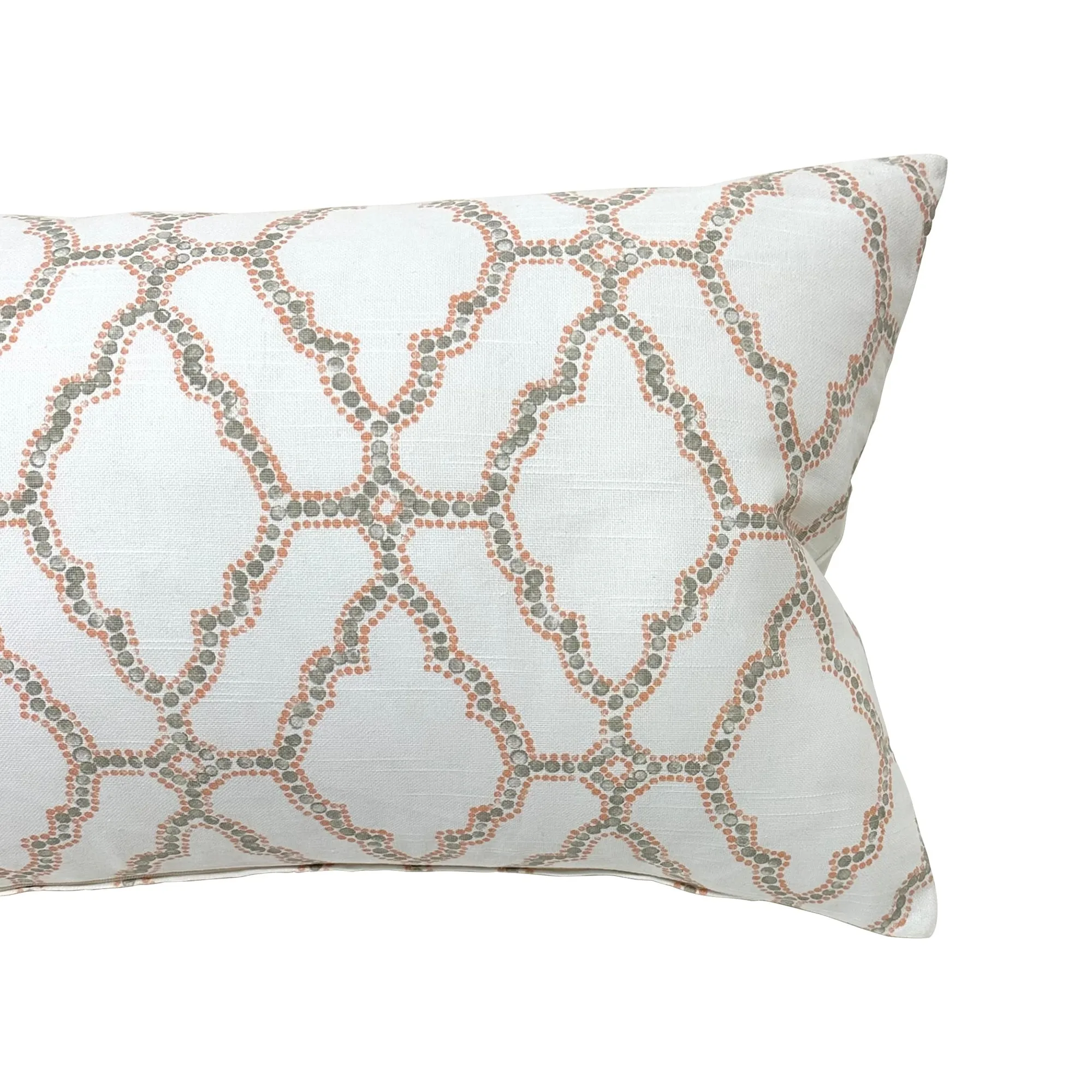 White/Orange Moroccan Cotton Lumbar Pillow Cover 15x26