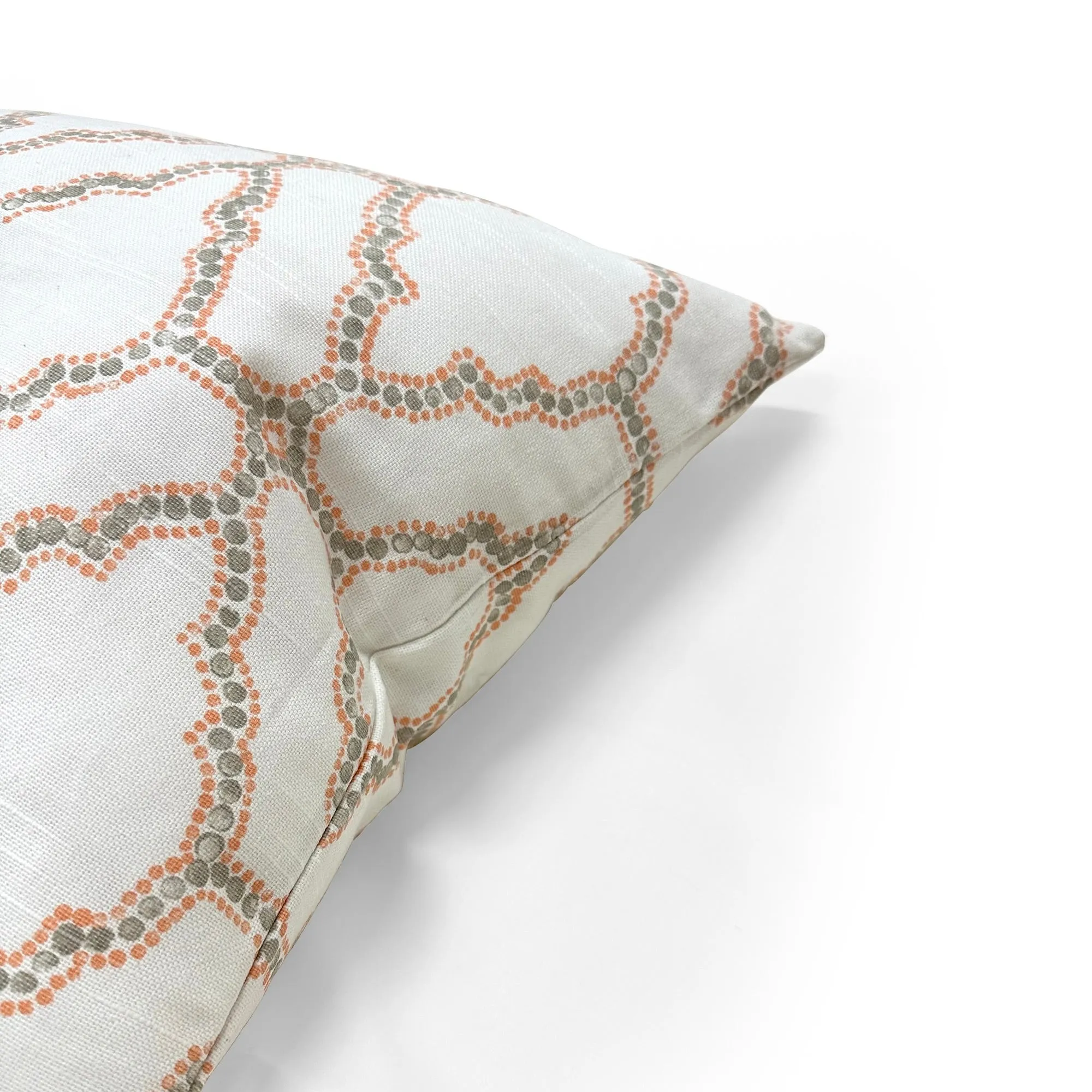 White/Orange Moroccan Cotton Lumbar Pillow Cover 15x26