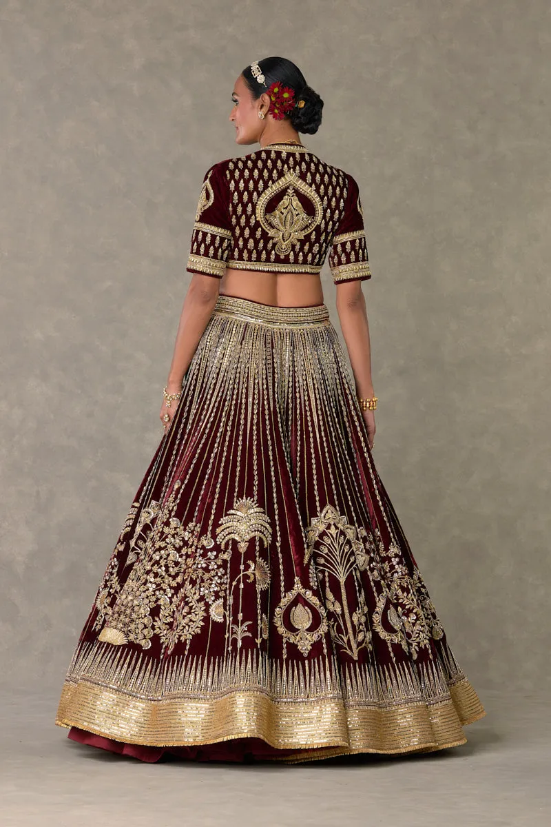 Wine 'Dil- Chidiya' Lehenga Set