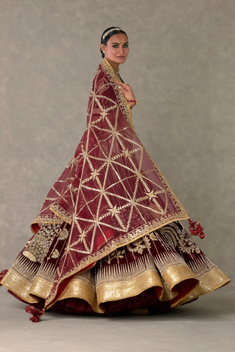 Wine 'Dil- Chidiya' Lehenga Set