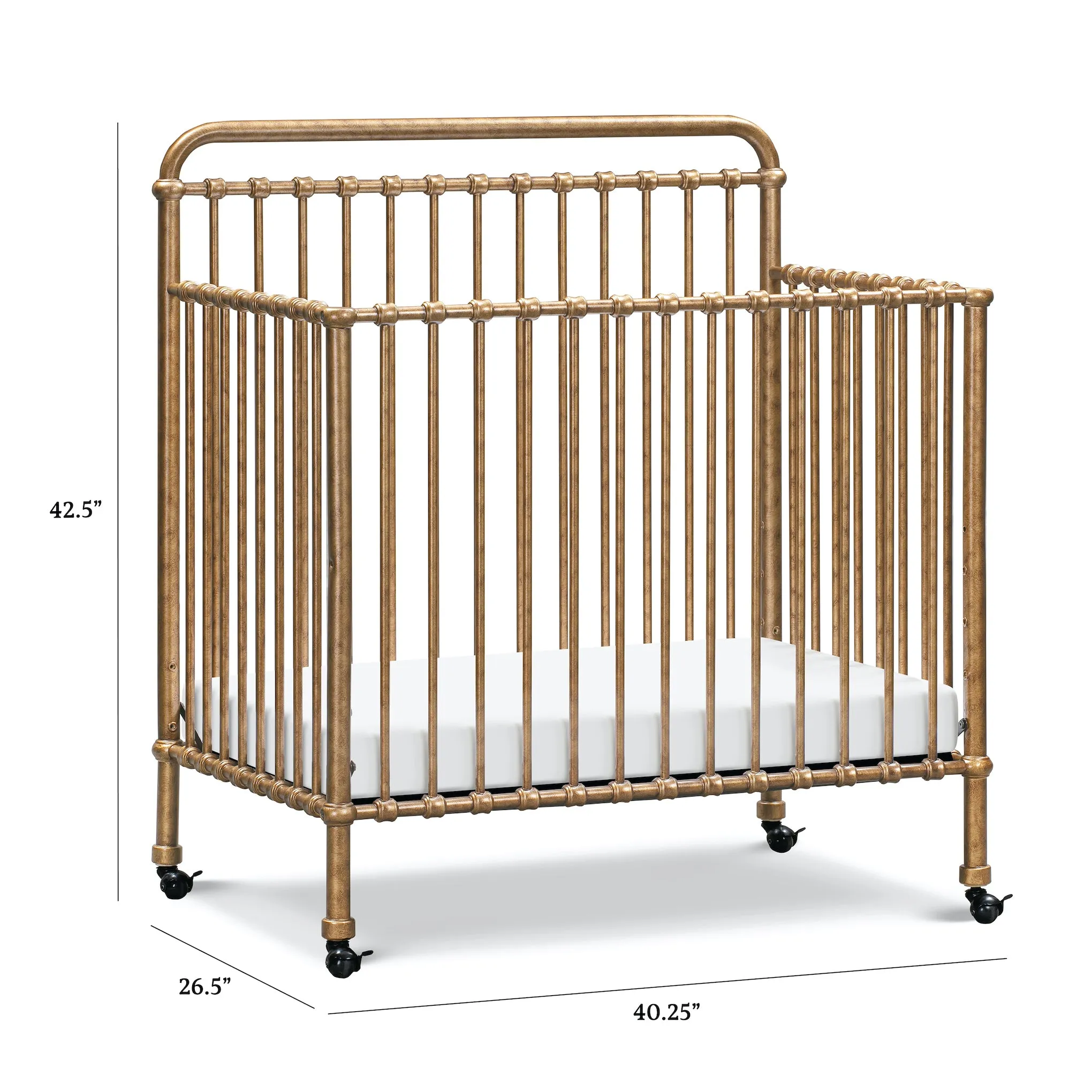 Winston 4-in-1 Convertible Mini Crib - Vintage Gold