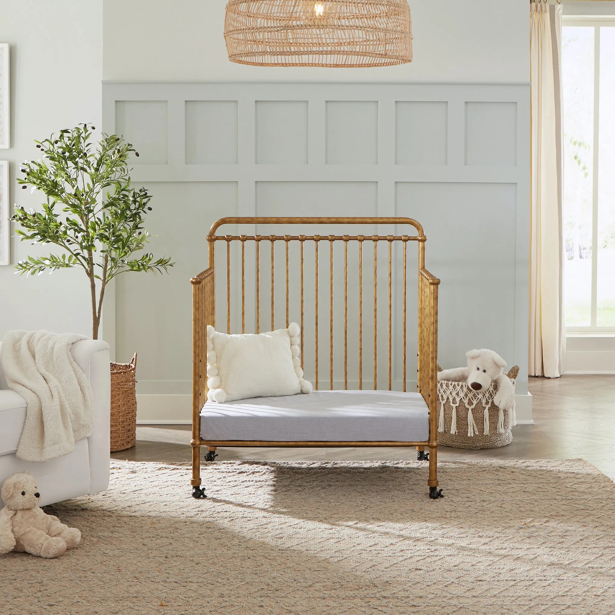 Winston 4-in-1 Convertible Mini Crib - Vintage Gold